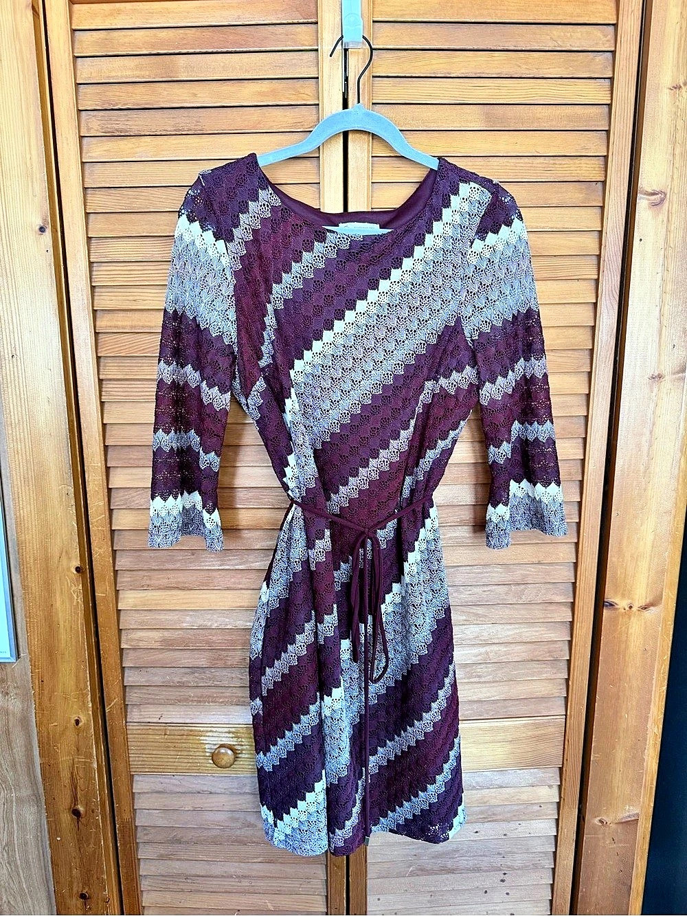 Dressbarn Geometric Midi Dress Purple & White Size 12